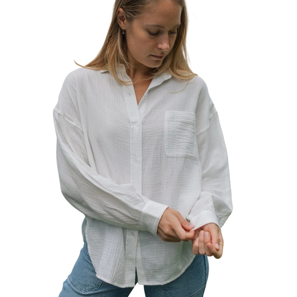 Neuflora cotton button down white small